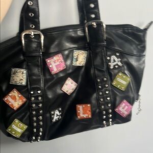 Stylish Black Studded Tote Bag